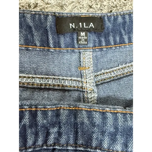 N.1LA Women’s Barrel Leg Denim Overalls Size M Y2K Cargo Jeans Multi Pocket - Image 9