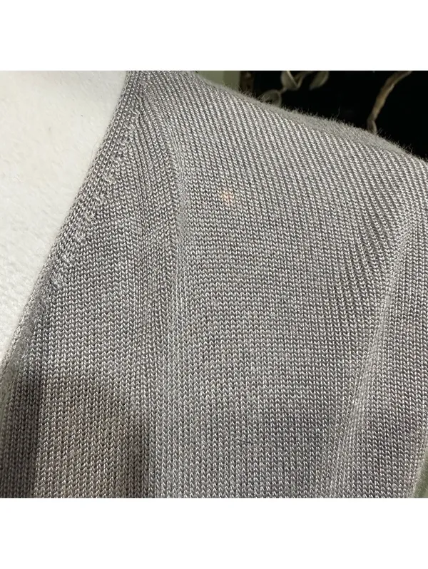 Talbots Light Gray Cotton Rayon Button Cardigan Sweater Size M - Image 3