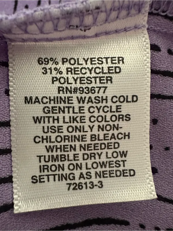 Liz Claiborne Lavender Purple Black Dash-Dot Ruffle Blouse - Size Large - Image 7