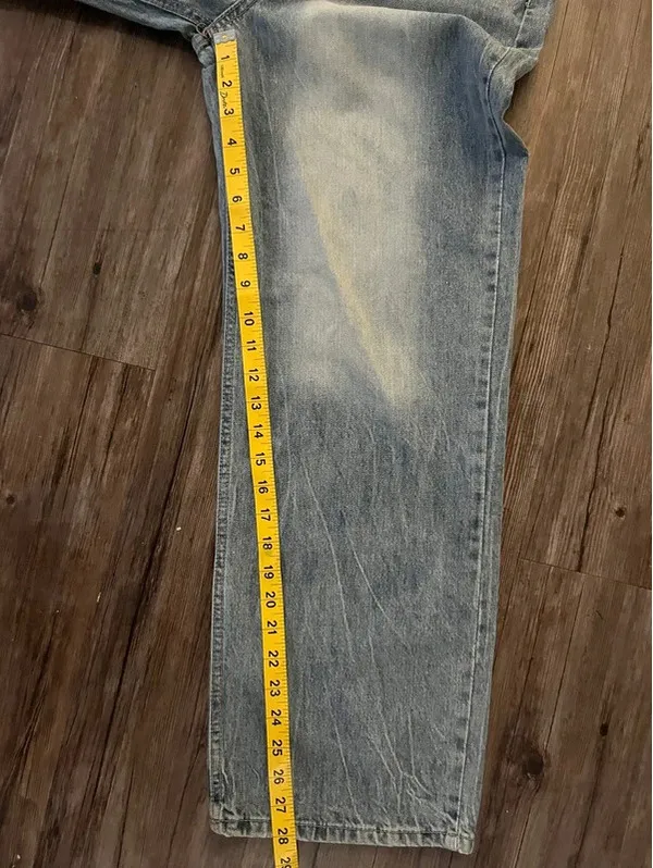 Lewkin Korea Light Wash Wide Leg Baggy Jeans Sz 28 - Image 5
