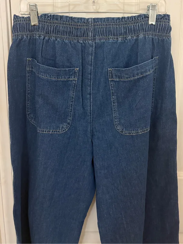 NWT!! American Eagle Dreamy Drape Linen Blend Pull-On Pants in Indigo - Image 10