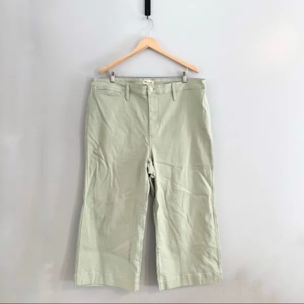 Madewell high rise crop jean wide leg light green size‎ 24 - Image 4