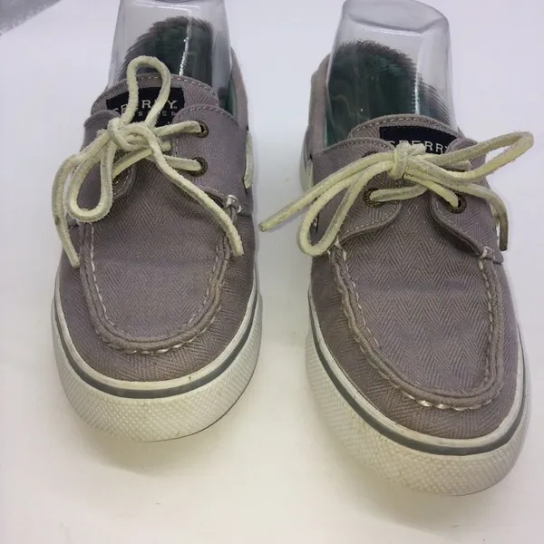 Sperry Top Siders Bahama with Gray Herringbone Cotton Canvas for Wormen - Image 4