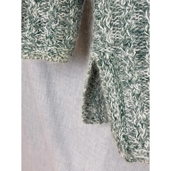 Vintage 90s All Points Green Marled Silk Blend Textured V Neck Sweater M - Image 7