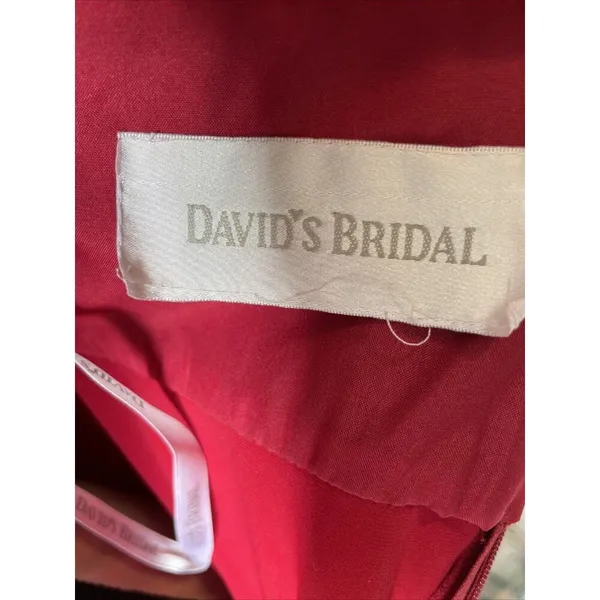 David's Bridal Womens Formal Red Dress Long One Shoulder Attached Scarf XS - Image 3