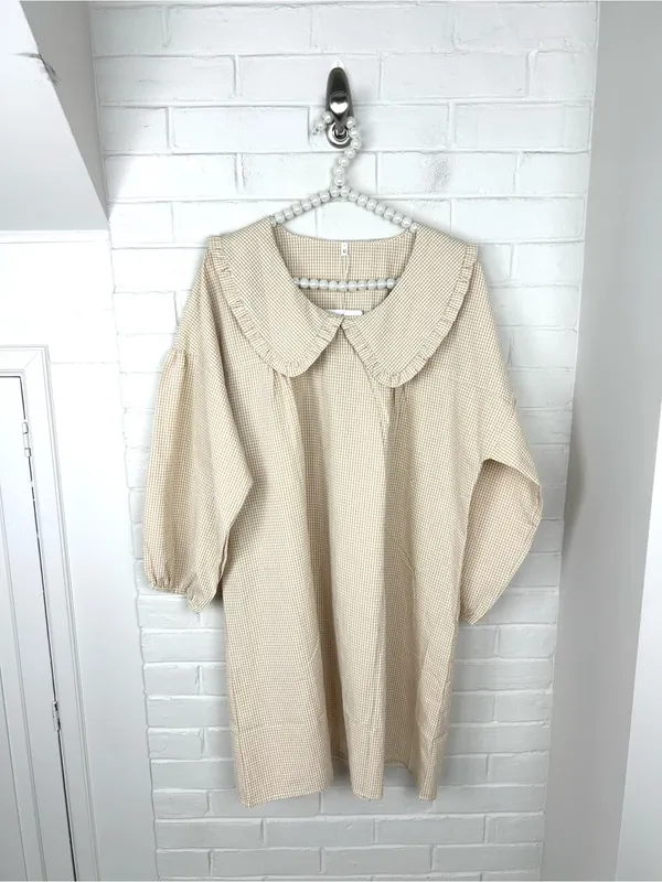 NWT Amazon Neutral Gingham Check Collared Dress Size XL - Image 2