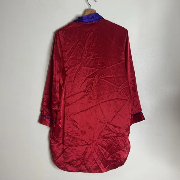 VTG 90s VICTORIAS SECRET Satin NIGHT SHIRT Nightgown Gold Label red‎ pjs sz P/S - Image 8