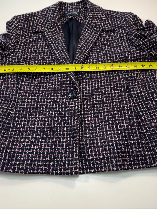 Jones New York Cotton Wool Blend Black Purple & White Tweed-Style Blazer - Image 4