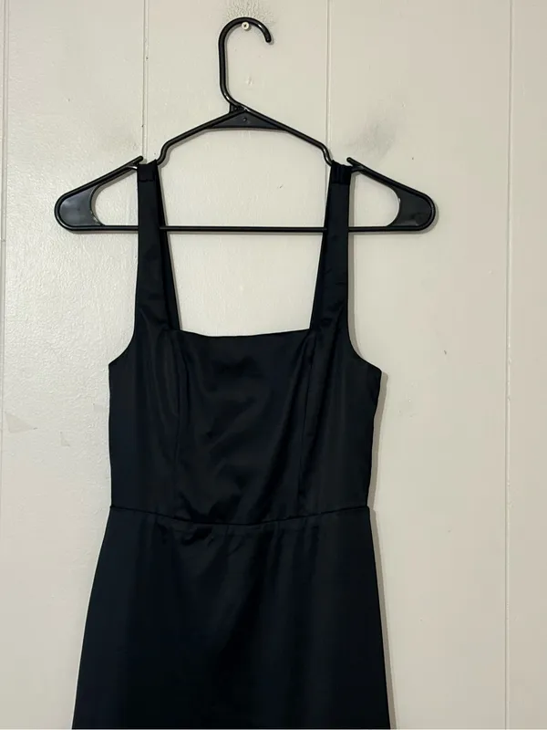 Abercrombie & Fitch Sculpting Satin Midi Dress Black XS Square Neck - Image 3