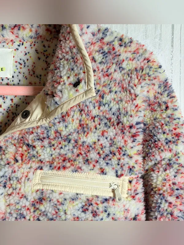 OFFLINE by Aerie Multicolor Speckled Sherpa Snap-Front Fleece Jacket, XS - Image 6