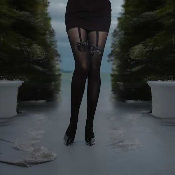 Black Bow Decor Semi-sheer Tights, High‎ Waist Comfortable Pantyhose One Size - Image 5