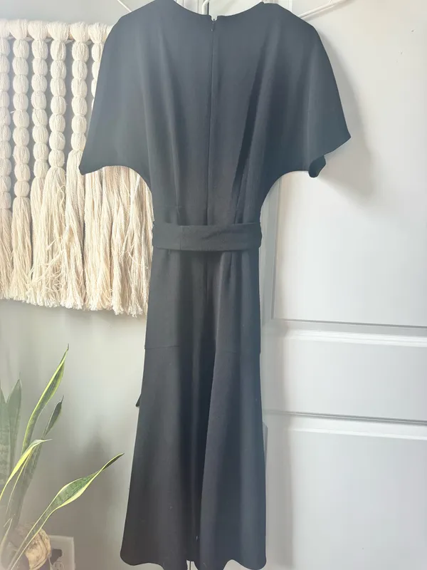 Nordstrom Charles Henry drop waist fit and flare black dress xs - Image 4