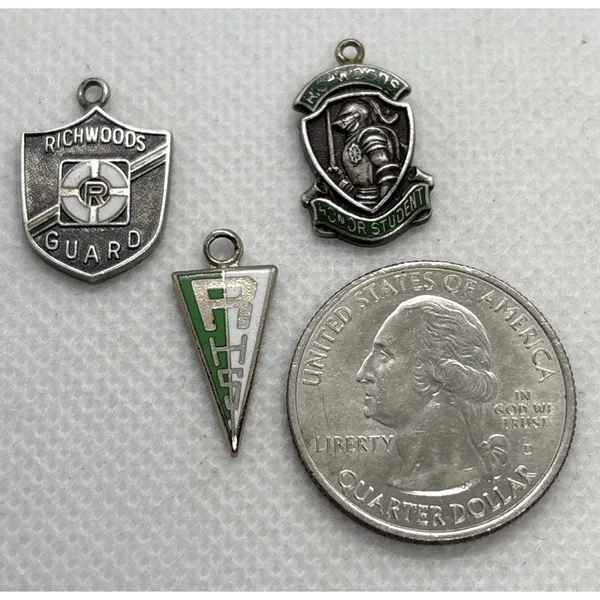 Vintage‎ Richwoods High SchooI Illinois Lot 3 Charm Pendant Sterling 925 Silver - Image 3
