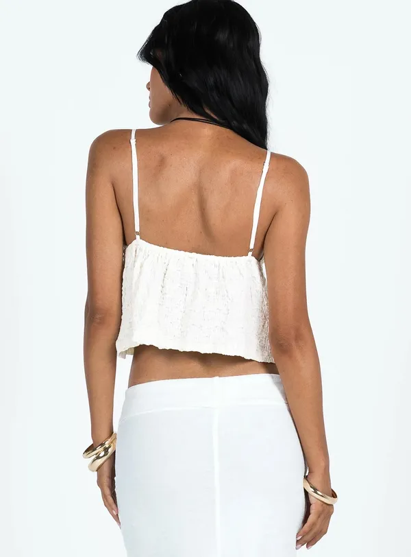 PRINCESS POLLY Kellan Cami Crop Top in Cream - Image 3