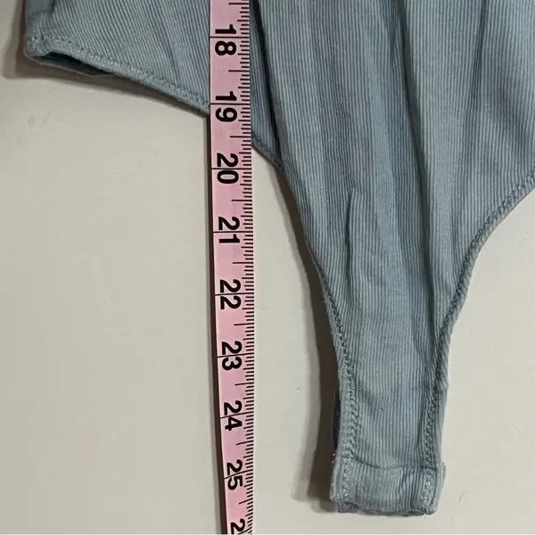 Free People Women's Byron Ribbed Bodysuit‎ in Foggy Seaglass Blue Size Small - Image 6