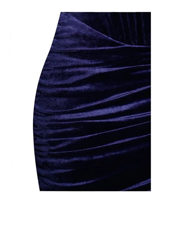 Navy Velvet Off Shoulder Corset Dress With Crystal Trim - Image 10