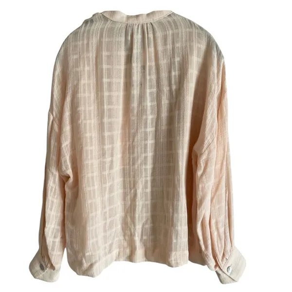 Zara Long Sleeve Oversized Flowing Loose Semi Sheer V Neck Blouse XS Soft Peach - Image 13