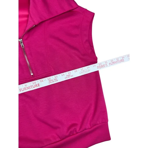 Pink Half Zip Sleeveless Cropped Sweatshirt & High Waisted Shorts Set Size Small - Image 3