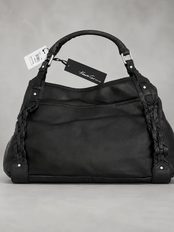 Kenneth Cole NEW Black Leather Shoulder Hobo Bag Shoulder Purse - Image 3