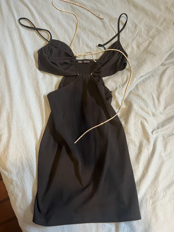 ZARA Cut Out Rhinestone Dress - Image 3