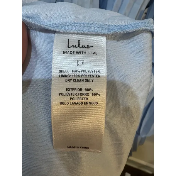 Lulus "Tiered Gown Pleated" in Ice Blue Size Large Gown Double V Neck - Image 8