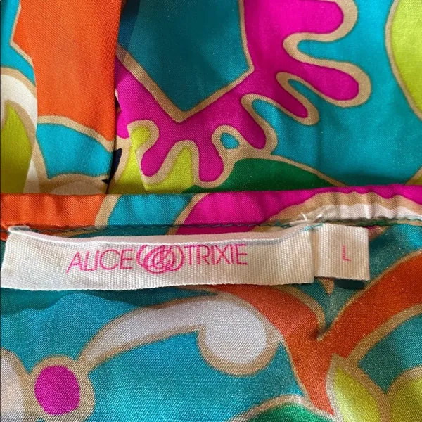 Alice & Trixie Silk Halter Neck Adjustable Strap Bright Bold Slip Dress LARGE - Image 10