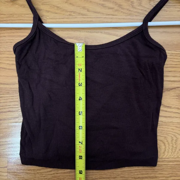 SheIn Dark Brown Ribbed Sleeveless Crop Camisole Tank Top Size Small - Image 5