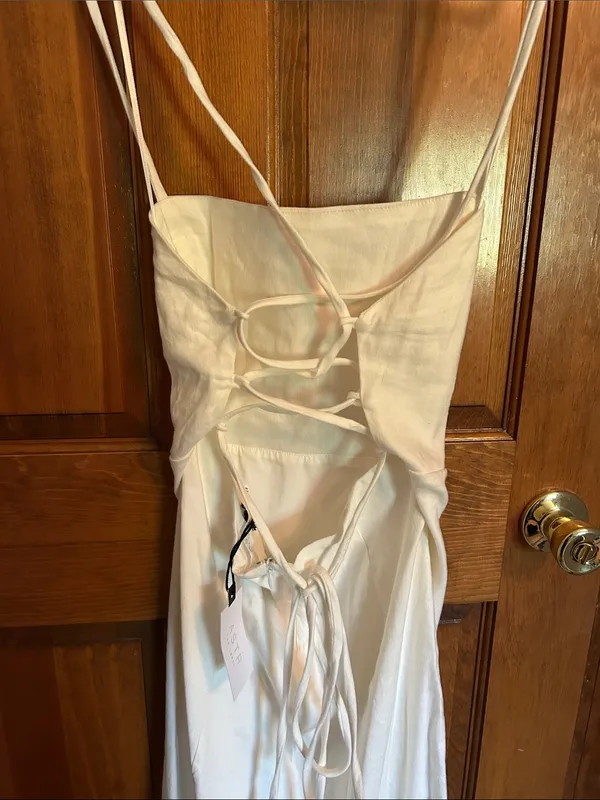NWT ASTR The Label Brayden White Linen Blend Midi Dress Bridal Shower, Medium - Image 11
