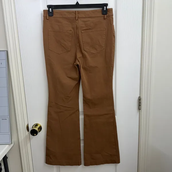 LOFT‎ brown high waisted pintucked 5 pocket cotton stretch bootcut jeans pants 8 - Image 5