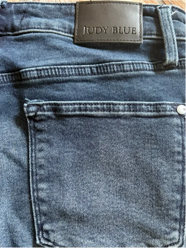 Judy Blue “BEST DAY” Button Fly High Rise Straight Leg Size 11/30 Dark Blue - Image 9