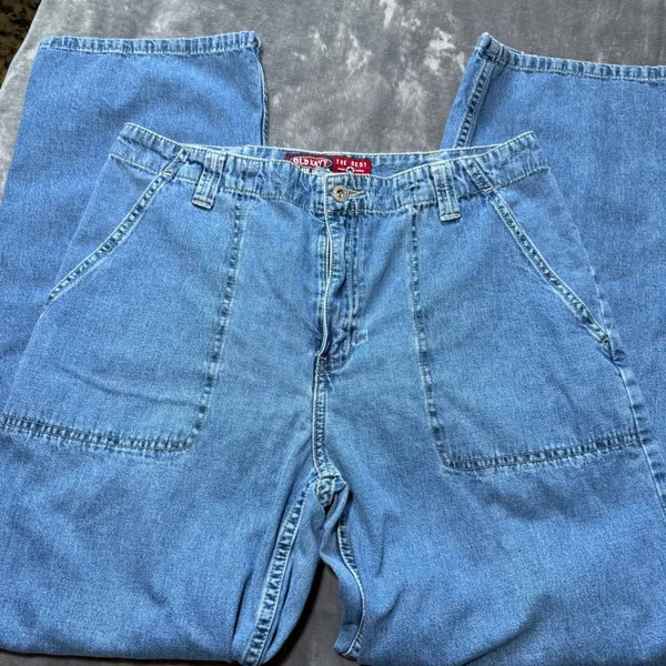 Old Navy Blue Jeans Womens 12‎ Blue Vintage Carpenter Straight High Rise Baggy - Image 12