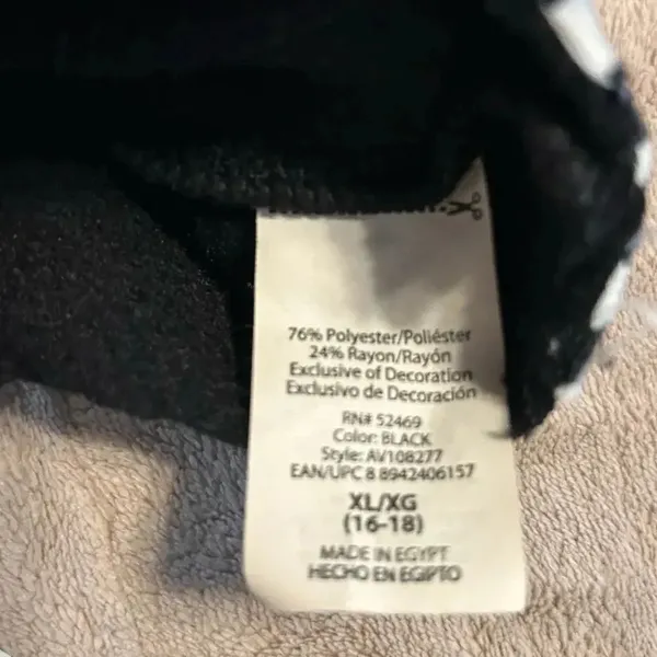 Avia Cropped Crewneck Sweatshirt Size XL 16-18 Black White Stripes Athleisure - Image 5