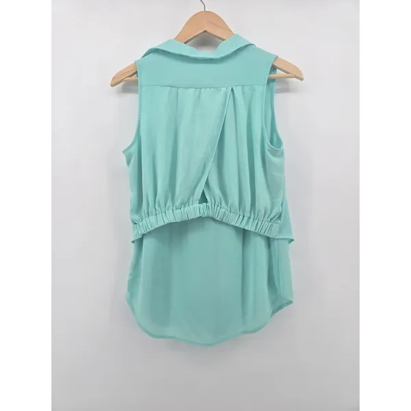 Maeve Blouse Womens‎ 2 Mint Green Sleeveless Layered Button Up Collared Top - Image 3
