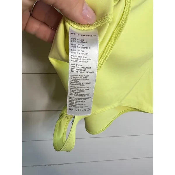 Good American Yellow V Neck Sleeveless Snap Closure GR4850 Bodysuit Large - Image 11