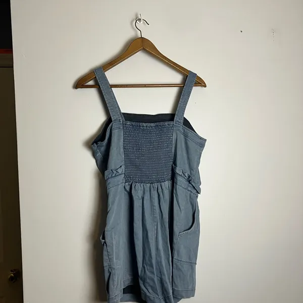 American Eagle Blue Chambray Shorts Overall Romper - Image 9