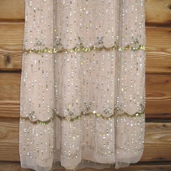 NWT Mac Duggal 9089 Cap Sleeve Embellished Gown Nude 8 - Image 11