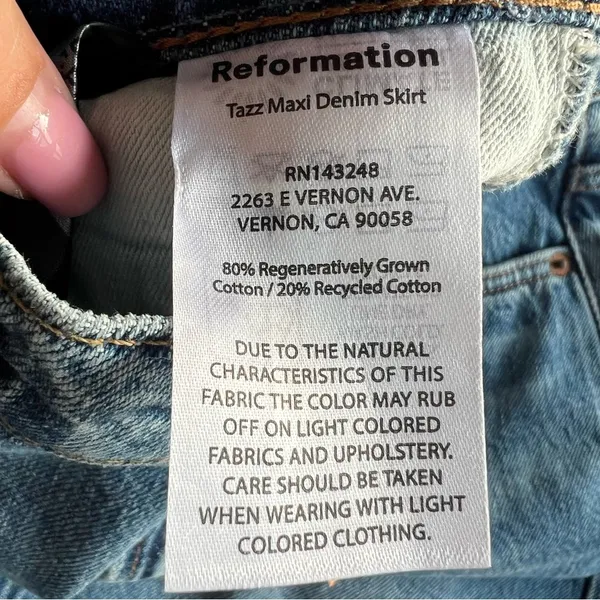 Reformation Tazz Maxi Denim Maxi Skirt Hemlock size 25 DR - Image 4