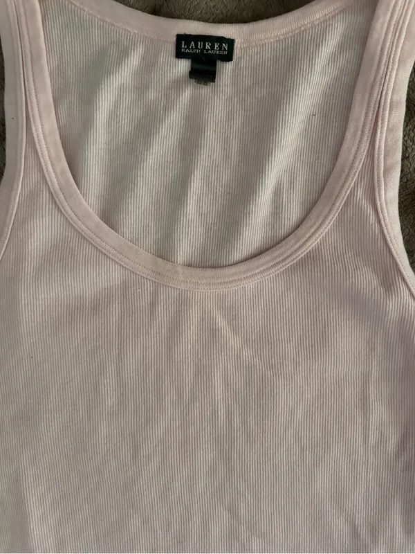 Lauren Ralph Lauren Light Pink Ribbed Scoop Tank - Image 3