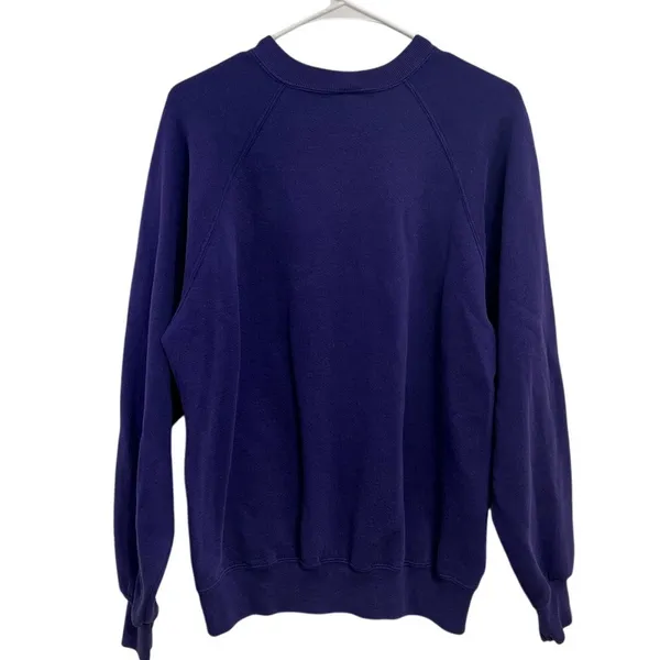 Vintage 90s Purple Jerzees Blank Crewneck Sweatshirt Size XL‎ Made in the USA - Image 2