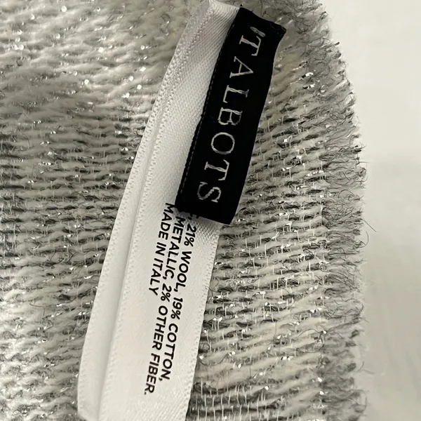 Talbots Scarf Metallic Gray Silver Snowflakes Wool Blend 70" x 20" - Image 9