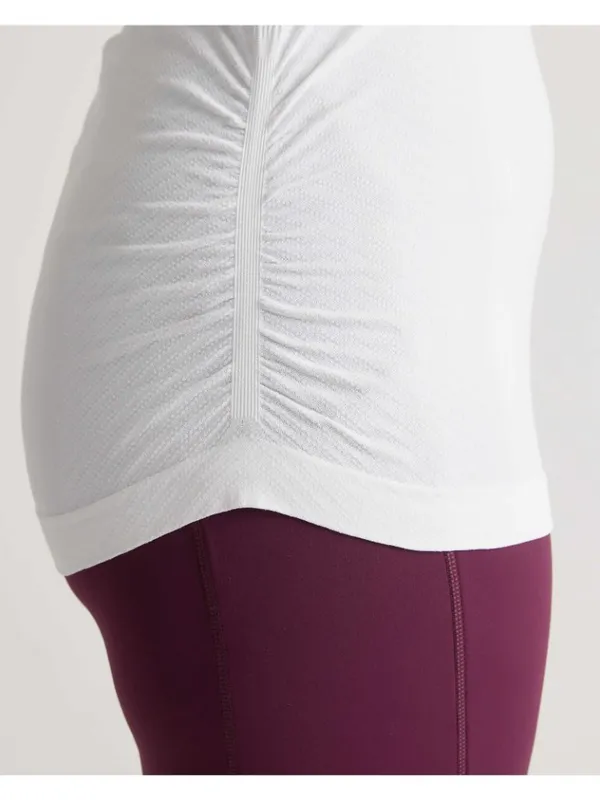 Quince Womens Seamless Ruched Racerback Tank Top White XS - Image 2