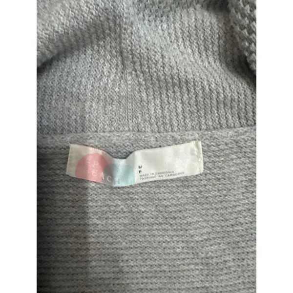 Free People Beach Gray Longline Open Front‎ Textured Knit Cardigan Sweater Small - Image 2