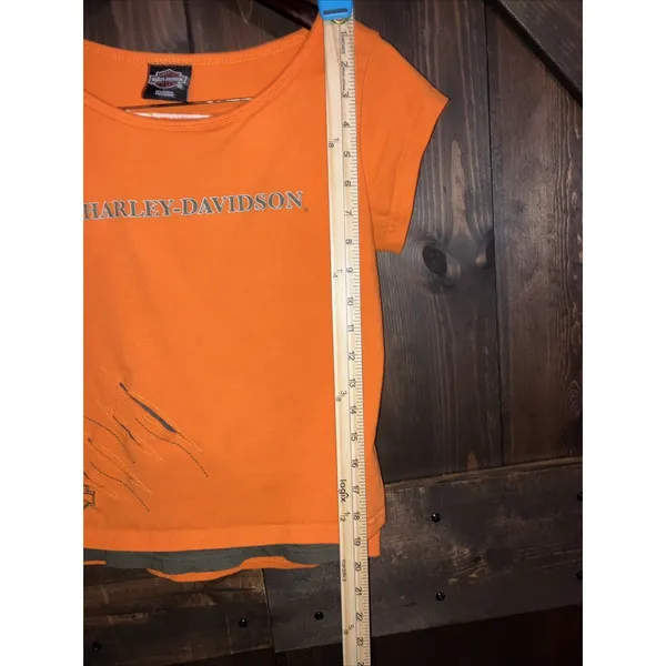 Harley Davidson Women's Large,‎ T-Shirt Top Orange Short Sleeve Cancun Mexico - Image 6