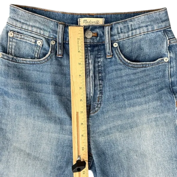 Madewell Blue Distressed Raw Hem Light Wash Stretch Perfect Vintage Jeans sz 26 - Image 8