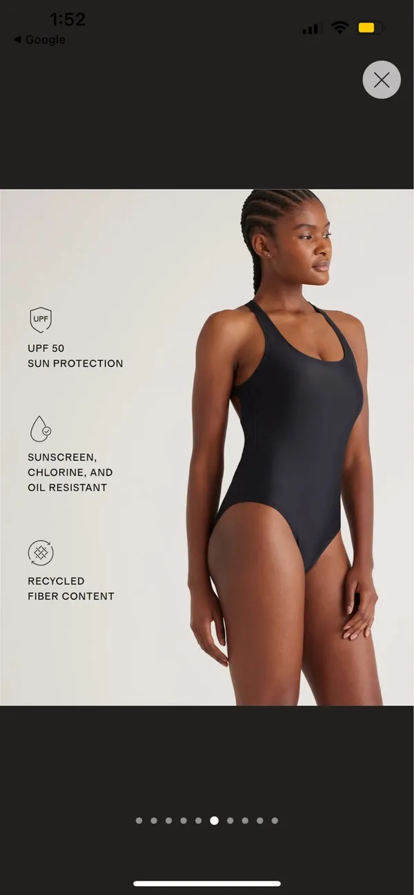 New Quince Cross-Back One-Piece Swimsuit in Black Size Large - Image 7