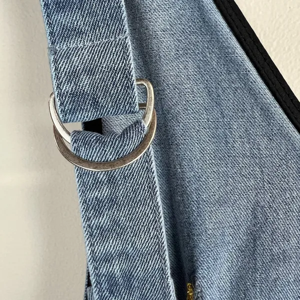 Denim Jean Baggy Overall Jumpsuit Womens Small Blue Sleeveless Adjustable Straps - Image 8