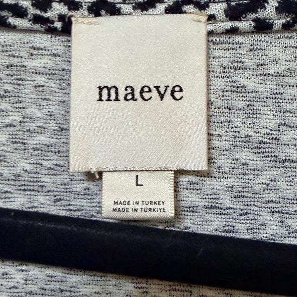 Maeve Anthropologie Leopard Print Peplum‎ Black White Scoop Neck Short Sleeve L - Image 4