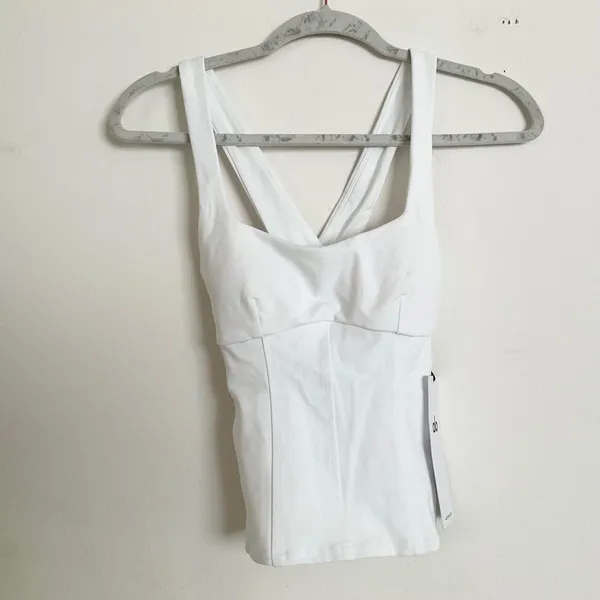 Alo Yoga Airbrush Sparks Fly Corset Tank White S - Image 2