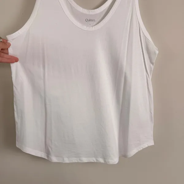 Quince Cotton Modal Double Scoop Neck Tank White Large - Image 4