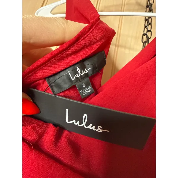NWT Lulus Celebration Time Red Sleeveless Tiered Midi Dress Holiday Party Sz S - Image 7